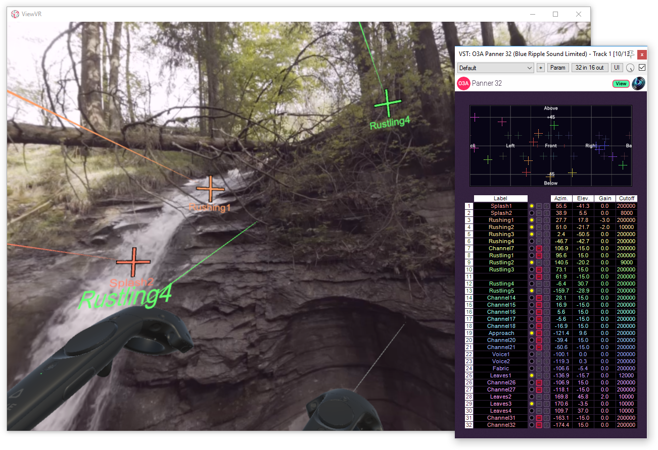 Audio panning in VR with O3A View